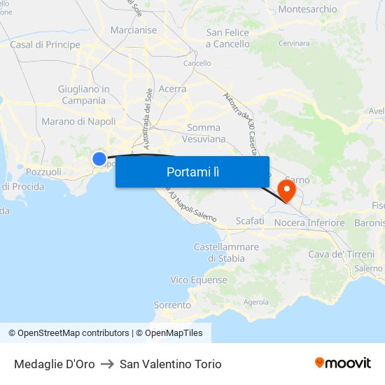 Medaglie D'Oro to San Valentino Torio map