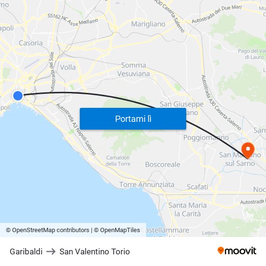 Garibaldi to San Valentino Torio map