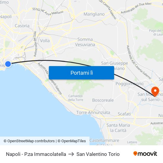 Napoli - P.za Immacolatella to San Valentino Torio map