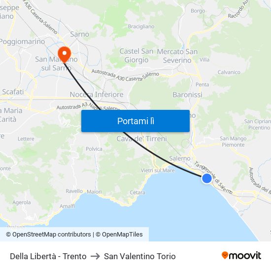 Della Libertà - Trento to San Valentino Torio map