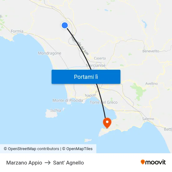 Marzano Appio to Sant' Agnello map