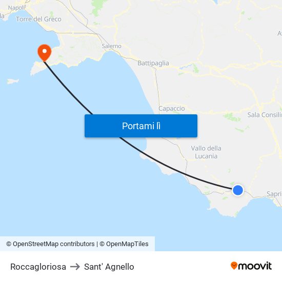 Roccagloriosa to Sant' Agnello map