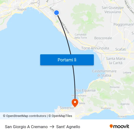 San Giorgio A Cremano to Sant' Agnello map