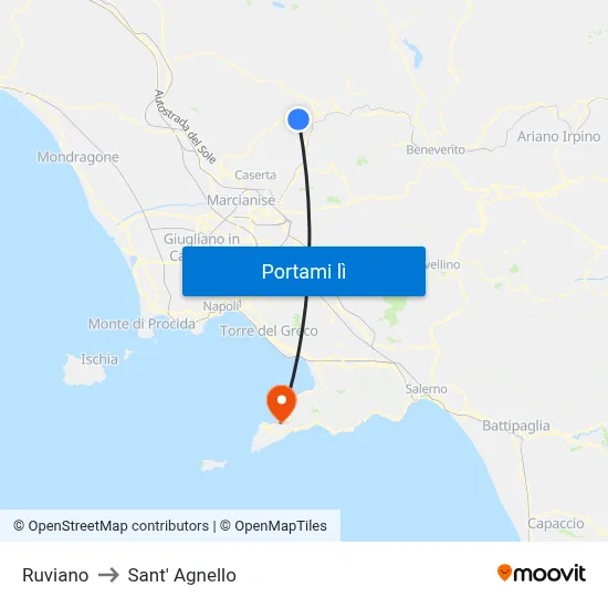 Ruviano to Sant' Agnello map