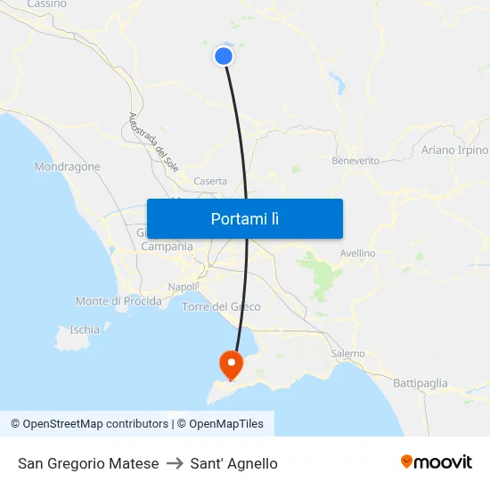 San Gregorio Matese to Sant' Agnello map