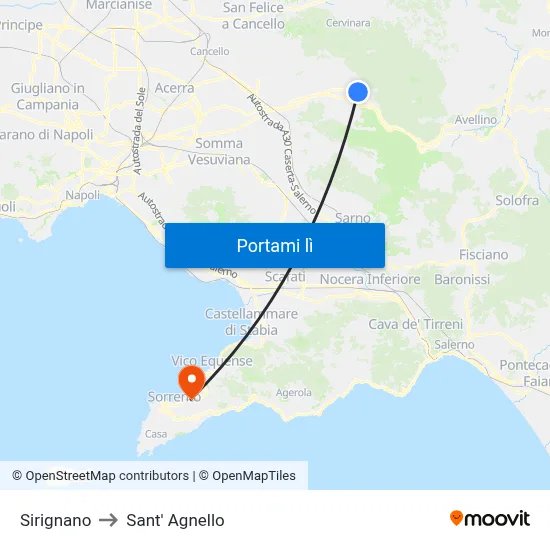 Sirignano to Sant' Agnello map