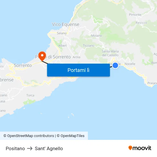 Positano to Sant' Agnello map