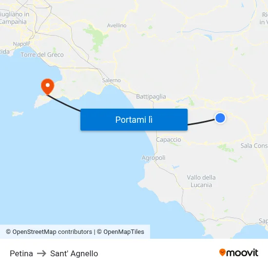 Petina to Sant' Agnello map