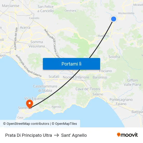 Prata Di Principato Ultra to Sant' Agnello map