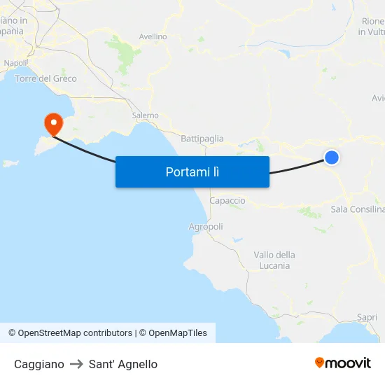 Caggiano to Sant' Agnello map