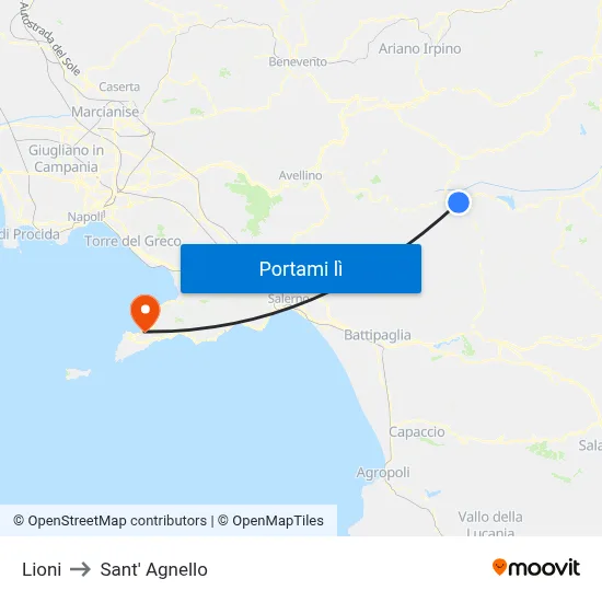 Lioni to Sant' Agnello map