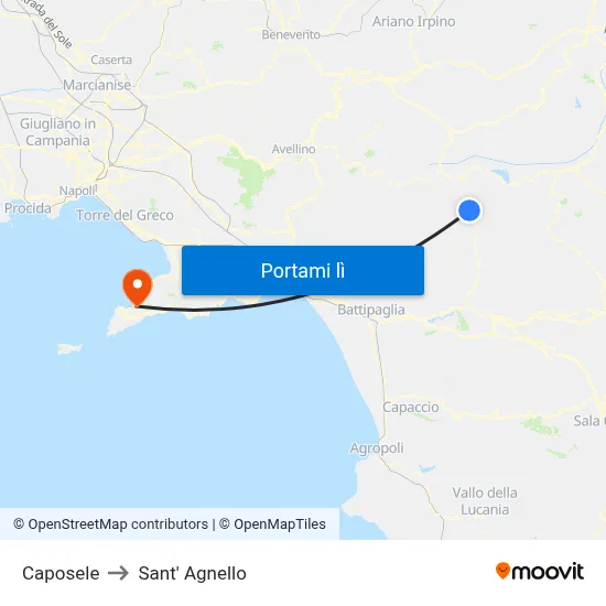 Caposele to Sant' Agnello map