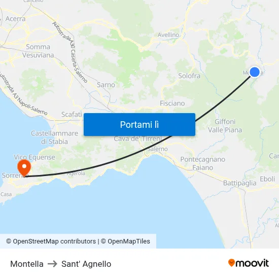 Montella to Sant' Agnello map