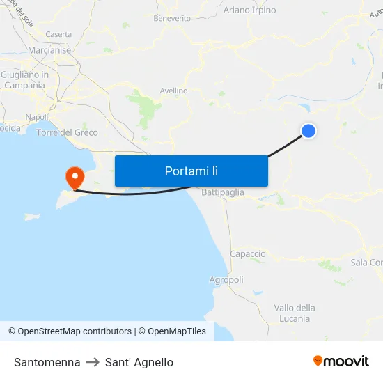 Santomenna to Sant' Agnello map