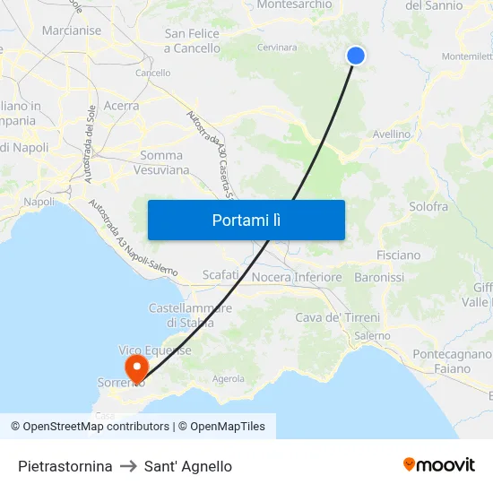 Pietrastornina to Sant' Agnello map
