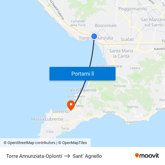 Torre Annunziata-Oplonti to Sant' Agnello map