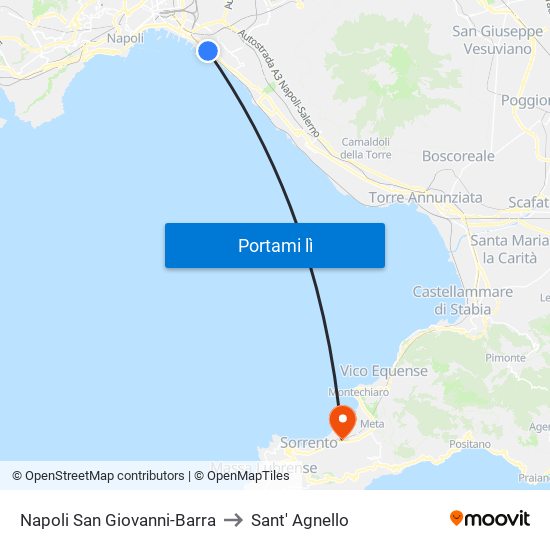 Napoli San Giovanni-Barra to Sant' Agnello map