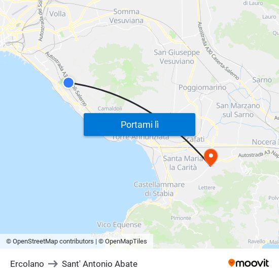 Ercolano to Sant' Antonio Abate map