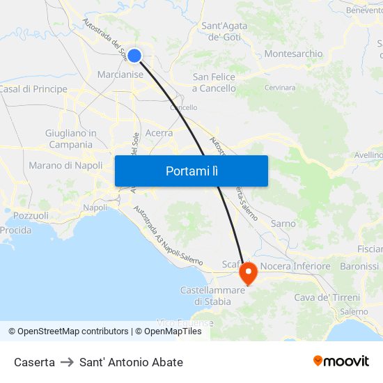 Caserta to Sant' Antonio Abate map