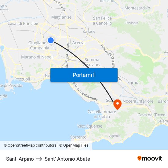 Sant' Arpino to Sant' Antonio Abate map