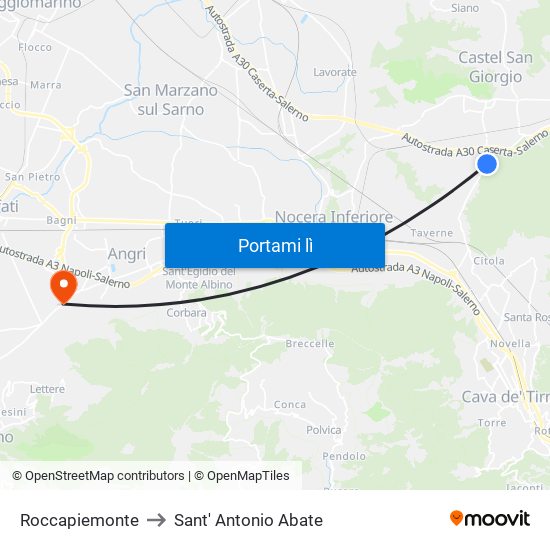 Roccapiemonte to Sant' Antonio Abate map