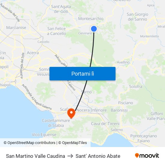 San Martino Valle Caudina to Sant' Antonio Abate map