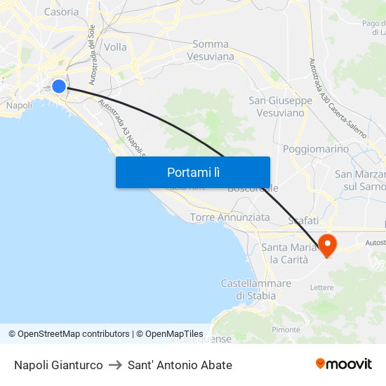 Napoli Gianturco to Sant' Antonio Abate map