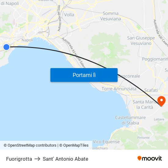 Fuorigrotta to Sant' Antonio Abate map