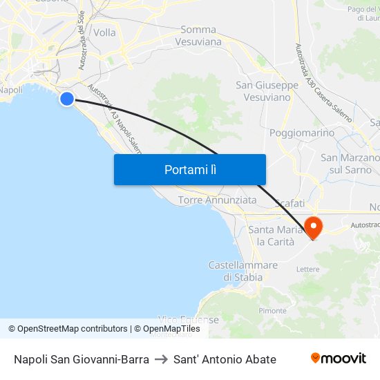 Napoli San Giovanni-Barra to Sant' Antonio Abate map