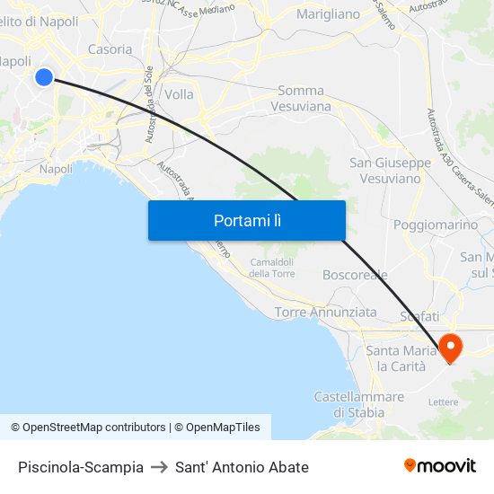 Piscinola-Scampia to Sant' Antonio Abate map
