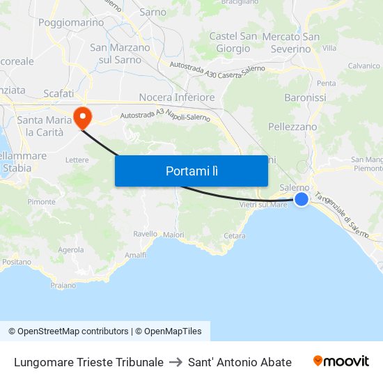 Lungomare Trieste Tribunale to Sant' Antonio Abate map