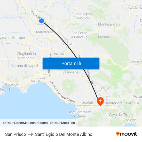San Prisco to Sant' Egidio Del Monte Albino map