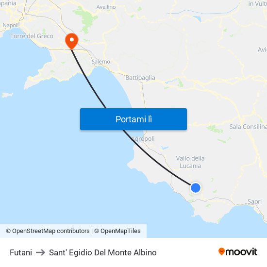 Futani to Sant' Egidio Del Monte Albino map