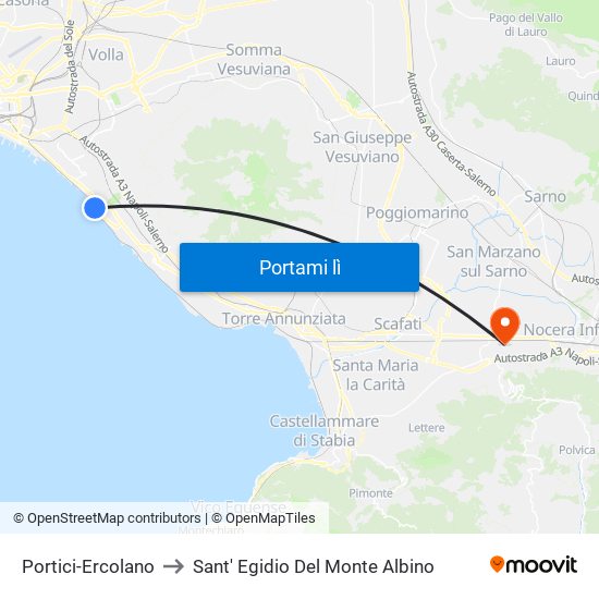 Portici-Ercolano to Sant' Egidio Del Monte Albino map