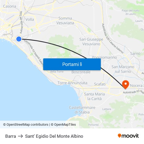 Barra to Sant' Egidio Del Monte Albino map