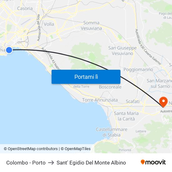 Colombo - Porto to Sant' Egidio Del Monte Albino map