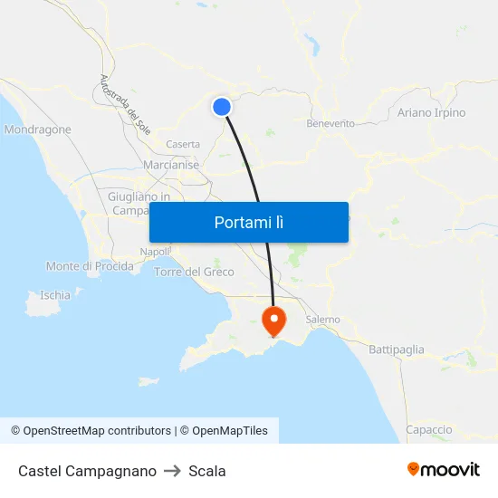Castel Campagnano to Scala map