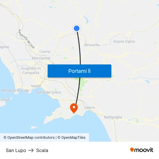 San Lupo to Scala map