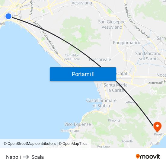 Napoli to Scala map