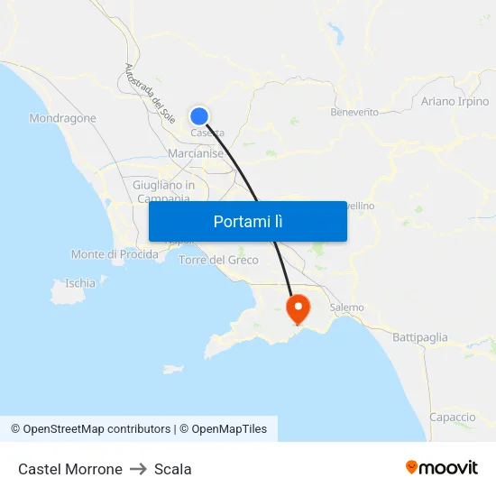 Castel Morrone to Scala map