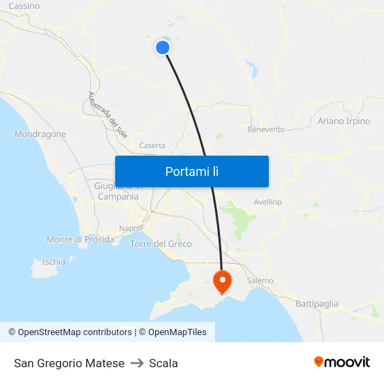 San Gregorio Matese to Scala map