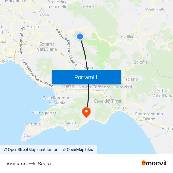 Visciano to Scala map