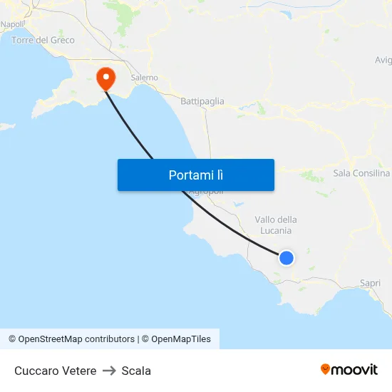 Cuccaro Vetere to Scala map