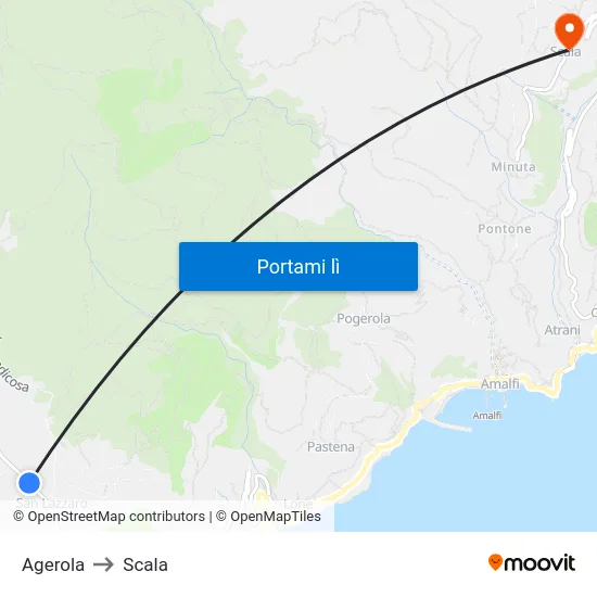 Agerola to Scala map