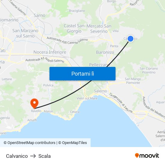 Calvanico to Scala map