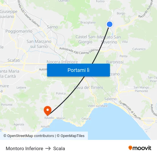 Montoro Inferiore to Scala map