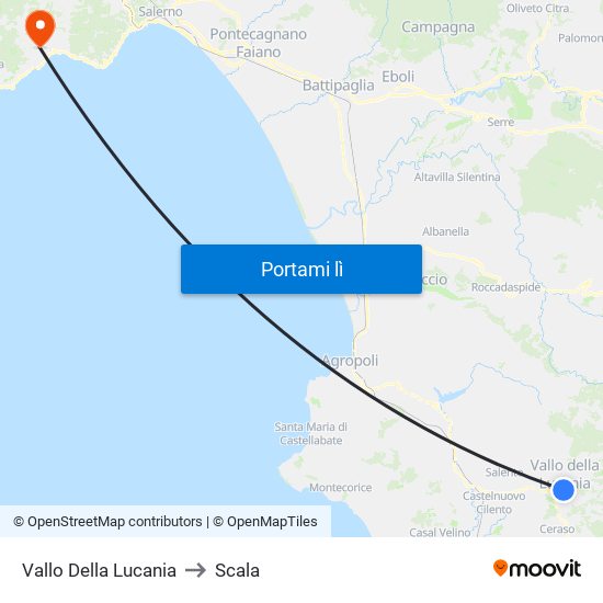 Vallo Della Lucania to Scala map