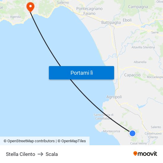 Stella Cilento to Scala map