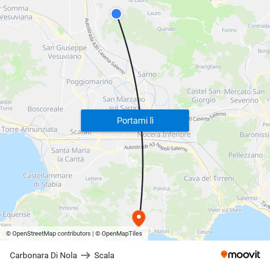 Carbonara Di Nola to Scala map