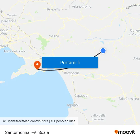 Santomenna to Scala map